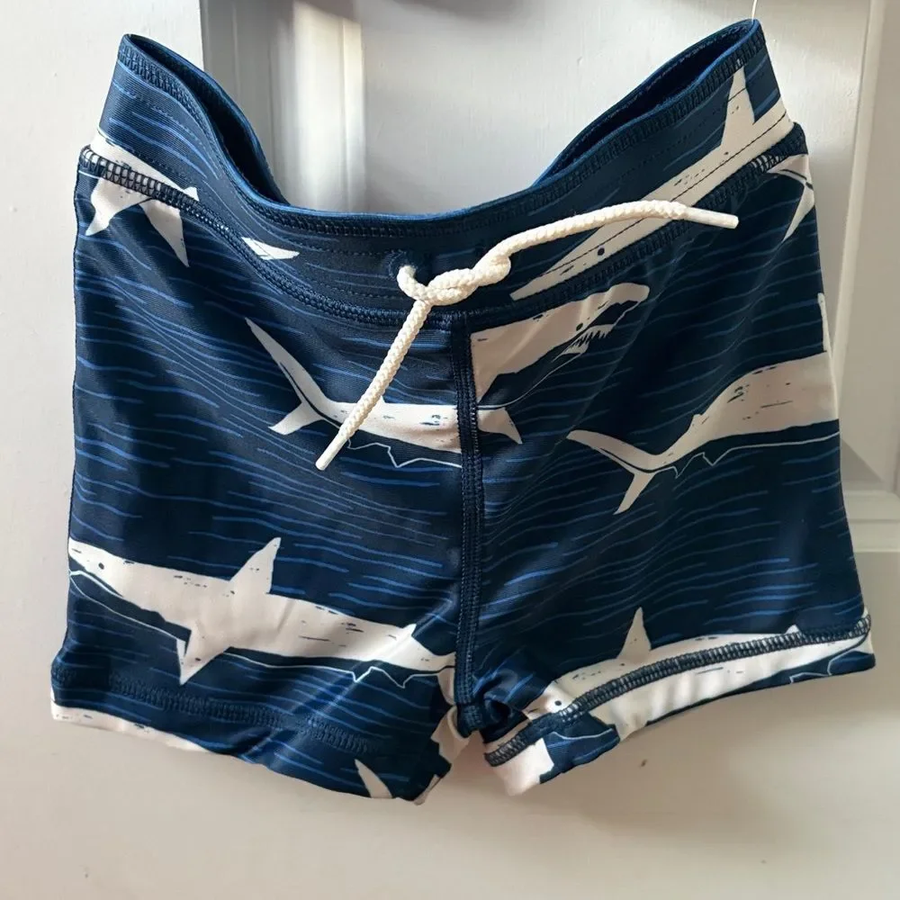 Tea Collection Rash Guard Swim Top and Shark-Print Swim Trunks Size 3T NWT